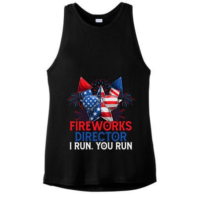 Sarcastic July 4 Meme If I Run You Run Firework Director Gift Ladies PosiCharge Tri-Blend Wicking Tank