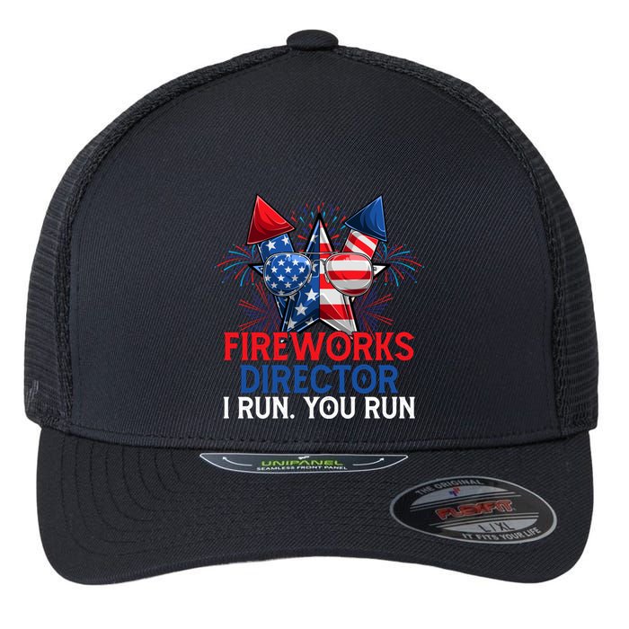 Sarcastic July 4 Meme If I Run You Run Firework Director Gift Flexfit Unipanel Trucker Cap