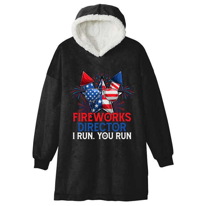 Sarcastic July 4 Meme If I Run You Run Firework Director Gift Hooded Wearable Blanket