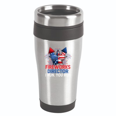 Sarcastic July 4 Meme If I Run You Run Firework Director Gift 16oz Travel Tumbler