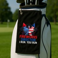 Sarcastic July 4 Meme If I Run You Run Firework Director Gift Golf Towel