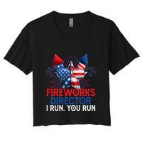 Sarcastic July 4 Meme If I Run You Run Firework Director Gift Crop Top