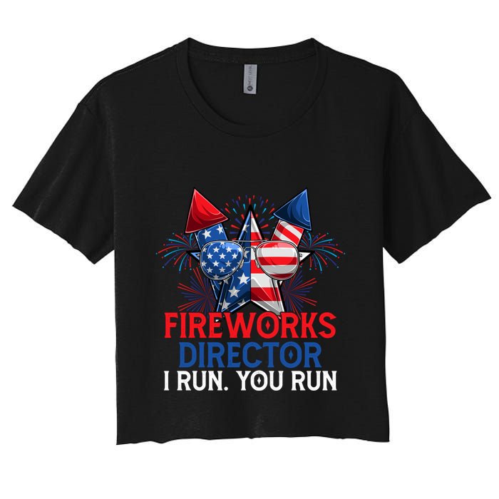 Sarcastic July 4 Meme If I Run You Run Firework Director Gift Crop Top