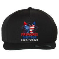 Sarcastic July 4 Meme If I Run You Run Firework Director Gift Wool Snapback Cap