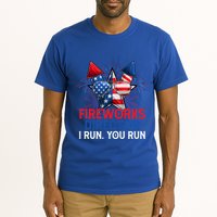 Sarcastic July 4 Meme If I Run You Run Firework Director Gift Tall T-Shirt