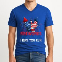 Sarcastic July 4 Meme If I Run You Run Firework Director Gift V-Neck T-Shirt