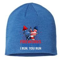 Sarcastic July 4 Meme If I Run You Run Firework Director Gift Sustainable Beanie
