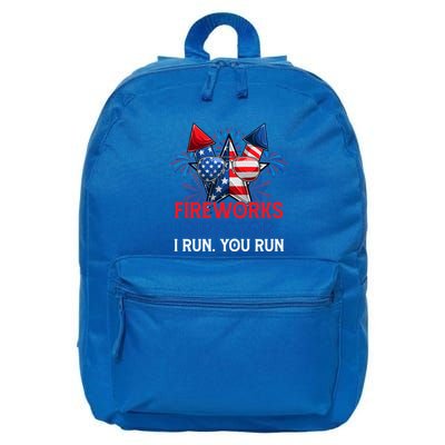 Sarcastic July 4 Meme If I Run You Run Firework Director Gift 16 in Basic Backpack