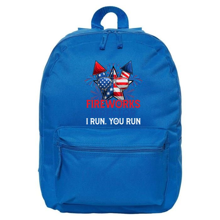 Sarcastic July 4 Meme If I Run You Run Firework Director Gift 16 in Basic Backpack