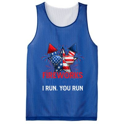 Sarcastic July 4 Meme If I Run You Run Firework Director Gift Mesh Reversible Basketball Jersey Tank