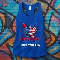 Sarcastic July 4 Meme If I Run You Run Firework Director Gift Womens Tank Top