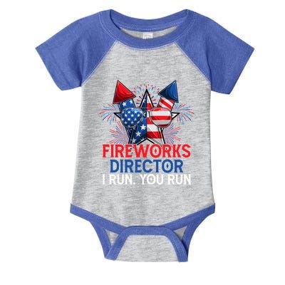 Sarcastic July 4 Meme If I Run You Run Firework Director Gift Infant Baby Jersey Bodysuit