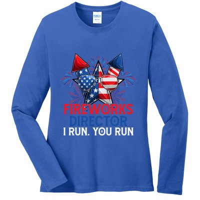 Sarcastic July 4 Meme If I Run You Run Firework Director Gift Ladies Long Sleeve Shirt