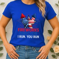 Sarcastic July 4 Meme If I Run You Run Firework Director Gift Womens T-Shirt