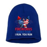 Sarcastic July 4 Meme If I Run You Run Firework Director Gift Short Acrylic Beanie