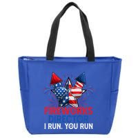 Sarcastic July 4 Meme If I Run You Run Firework Director Gift Zip Tote Bag