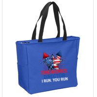 Sarcastic July 4 Meme If I Run You Run Firework Director Gift Zip Tote Bag