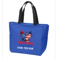 Sarcastic July 4 Meme If I Run You Run Firework Director Gift Zip Tote Bag