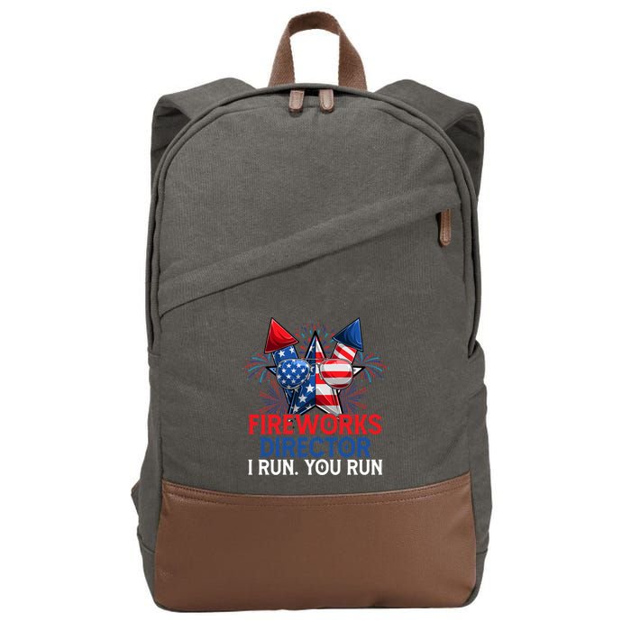 Sarcastic July 4 Meme If I Run You Run Firework Director Gift Cotton Canvas Backpack