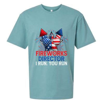 Sarcastic July 4 Meme If I Run You Run Firework Director Gift Sueded Cloud Jersey T-Shirt