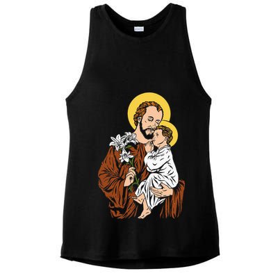 St Joseph and Child Jesus Consecration 2021 Catholic Saint Ladies PosiCharge Tri-Blend Wicking Tank