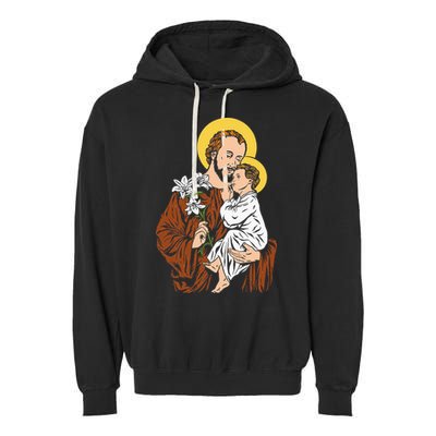 St Joseph and Child Jesus Consecration 2021 Catholic Saint Garment-Dyed Fleece Hoodie