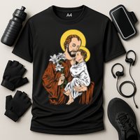 St Joseph and Child Jesus Consecration 2021 Catholic Saint Cooling Performance Crew T-Shirt