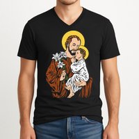 St Joseph and Child Jesus Consecration 2021 Catholic Saint V-Neck T-Shirt
