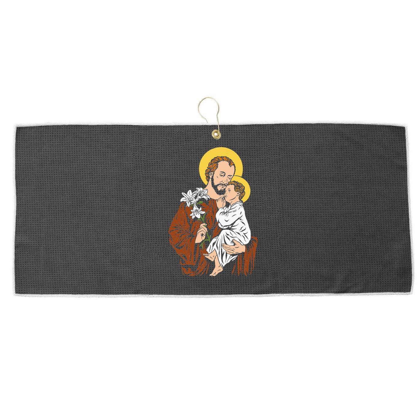 St Joseph and Child Jesus Consecration 2021 Catholic Saint Large Microfiber Waffle Golf Towel