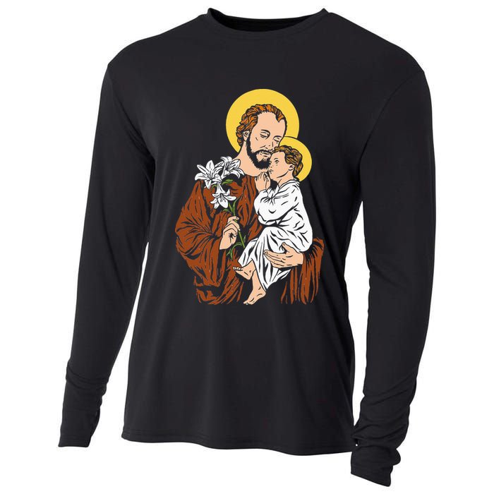 St Joseph and Child Jesus Consecration 2021 Catholic Saint Cooling Performance Long Sleeve Crew