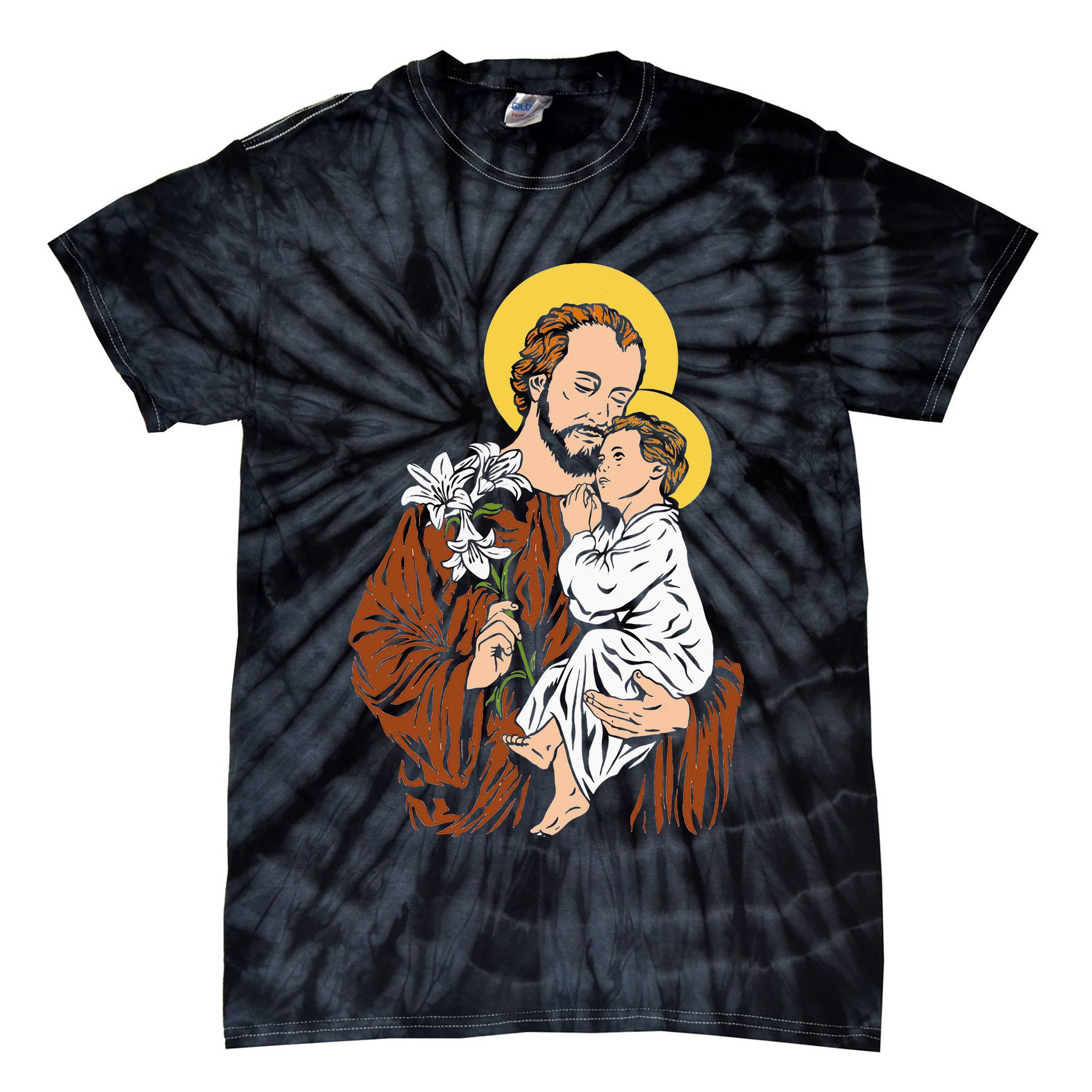 St Joseph and Child Jesus Consecration 2021 Catholic Saint Tie-Dye T-Shirt