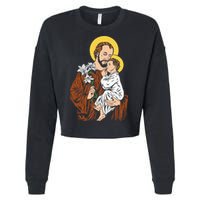 St Joseph and Child Jesus Consecration 2021 Catholic Saint Cropped Pullover Crew