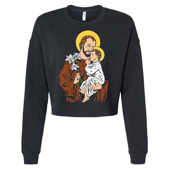 St Joseph and Child Jesus Consecration 2021 Catholic Saint Cropped Pullover Crew