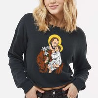 St Joseph and Child Jesus Consecration 2021 Catholic Saint Cropped Pullover Crew