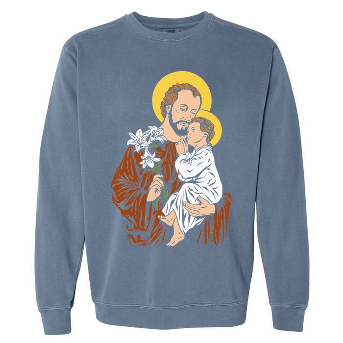 St Joseph and Child Jesus Consecration 2021 Catholic Saint Garment-Dyed Sweatshirt