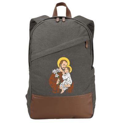 St Joseph and Child Jesus Consecration 2021 Catholic Saint Cotton Canvas Backpack