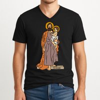 St Joseph and Child Jesus Consecration Catholic Saint V-Neck T-Shirt