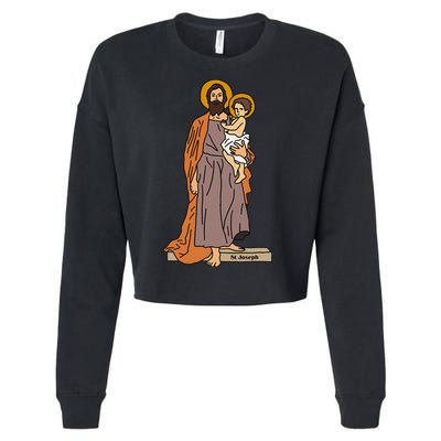 St Joseph and Child Jesus Consecration Catholic Saint Cropped Pullover Crew