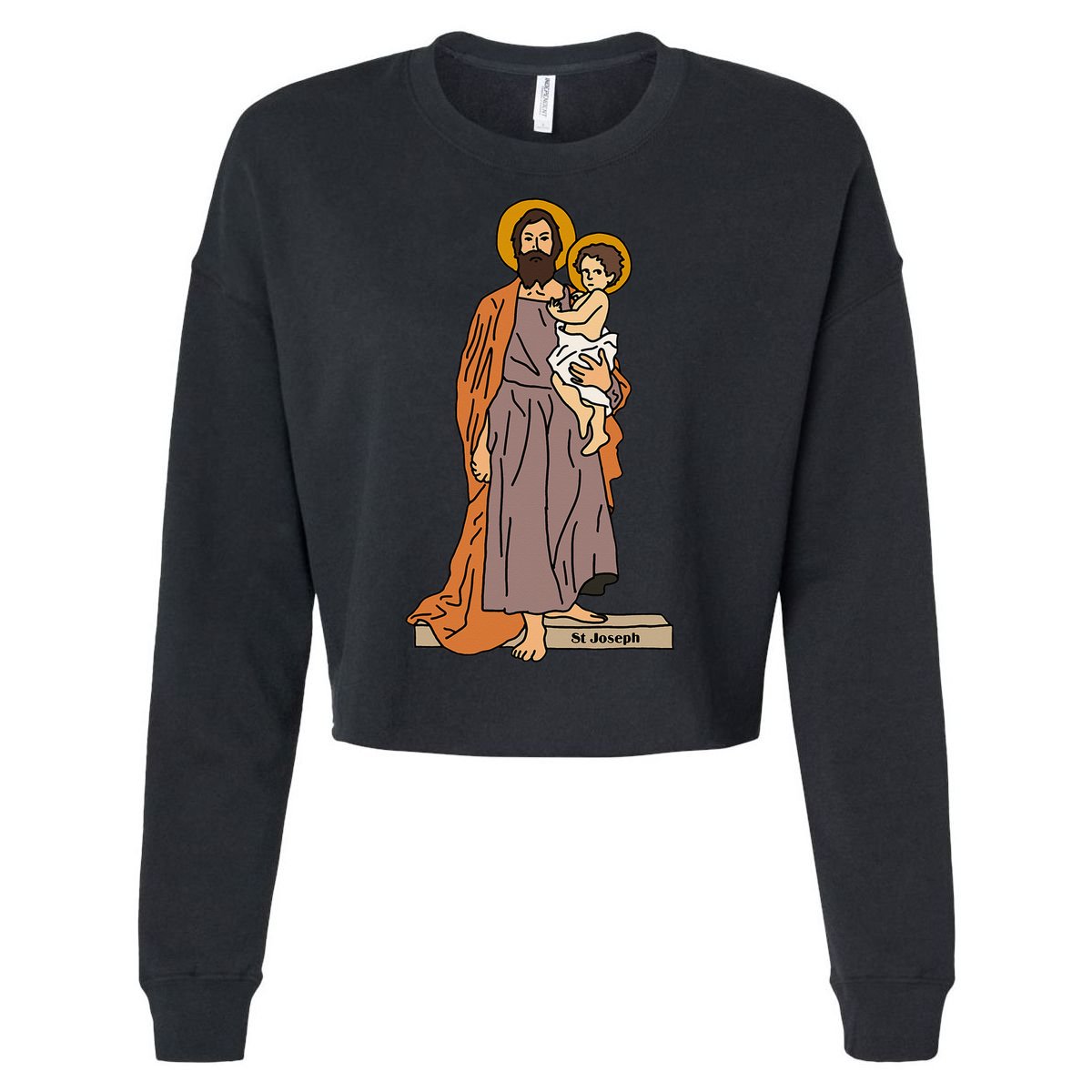 St Joseph and Child Jesus Consecration Catholic Saint Cropped Pullover Crew