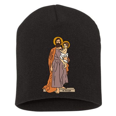 St Joseph and Child Jesus Consecration Catholic Saint Short Acrylic Beanie