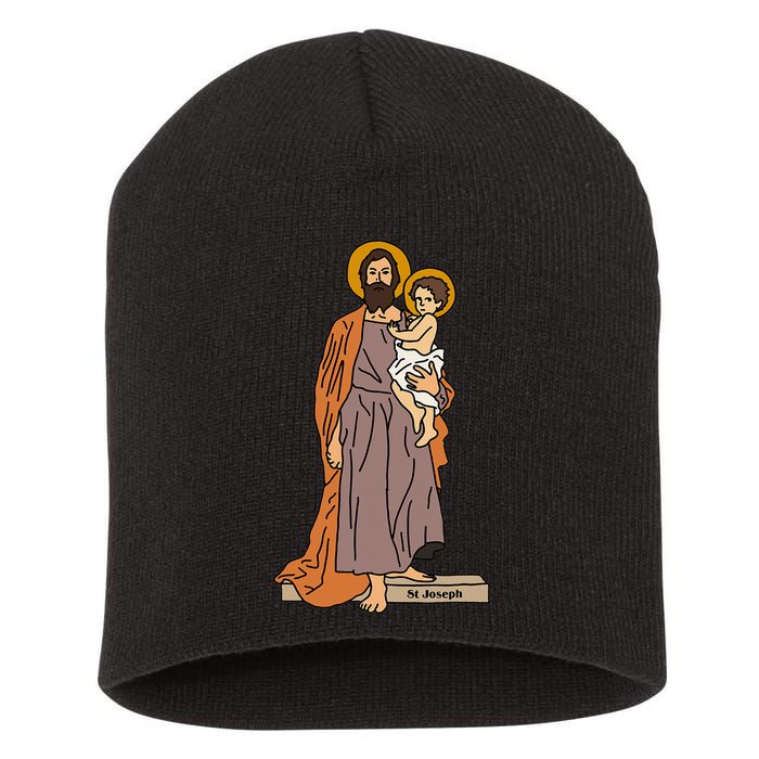 St Joseph and Child Jesus Consecration Catholic Saint Short Acrylic Beanie
