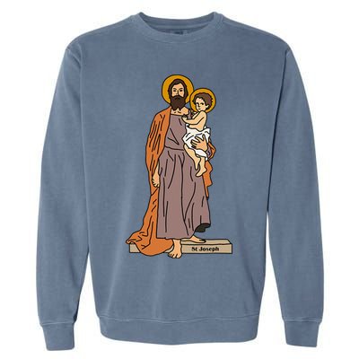 St Joseph and Child Jesus Consecration Catholic Saint Garment-Dyed Sweatshirt