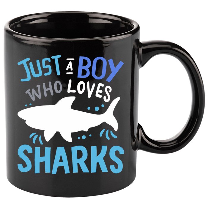 Shark Just A Boy Who Loves Sharks Gift 11oz C Handle Ceramic Mug