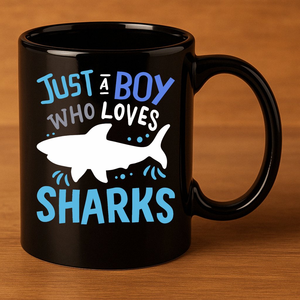 Shark Just A Boy Who Loves Sharks Gift 11oz C Handle Ceramic Mug