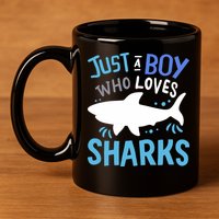 Shark Just A Boy Who Loves Sharks Gift 11oz C Handle Ceramic Mug