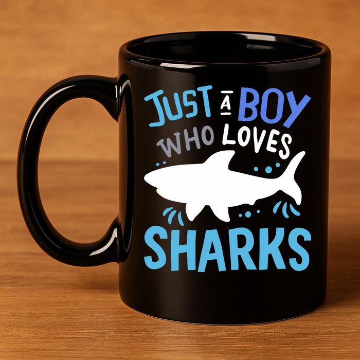 Shark Just A Boy Who Loves Sharks Gift 11oz C Handle Ceramic Mug
