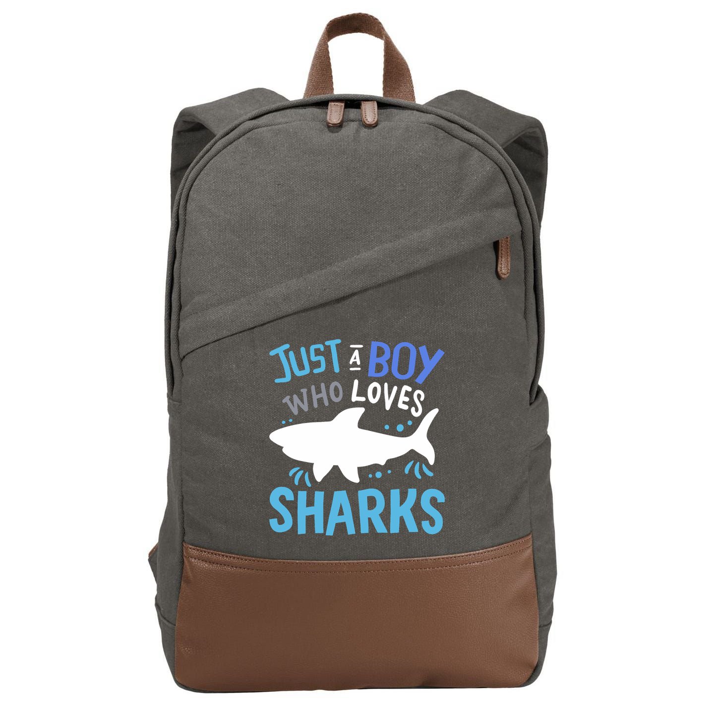 Shark Just A Boy Who Loves Sharks Gift Cotton Canvas Backpack