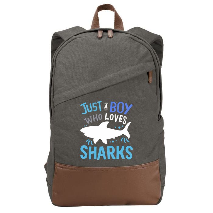 Shark Just A Boy Who Loves Sharks Gift Cotton Canvas Backpack