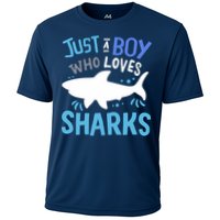 Shark Just A Boy Who Loves Sharks Gift Cooling Performance Crew T-Shirt