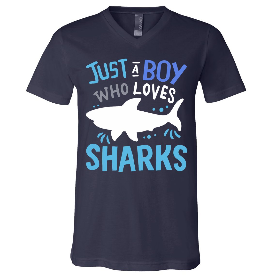 Shark Just A Boy Who Loves Sharks Gift V-Neck T-Shirt